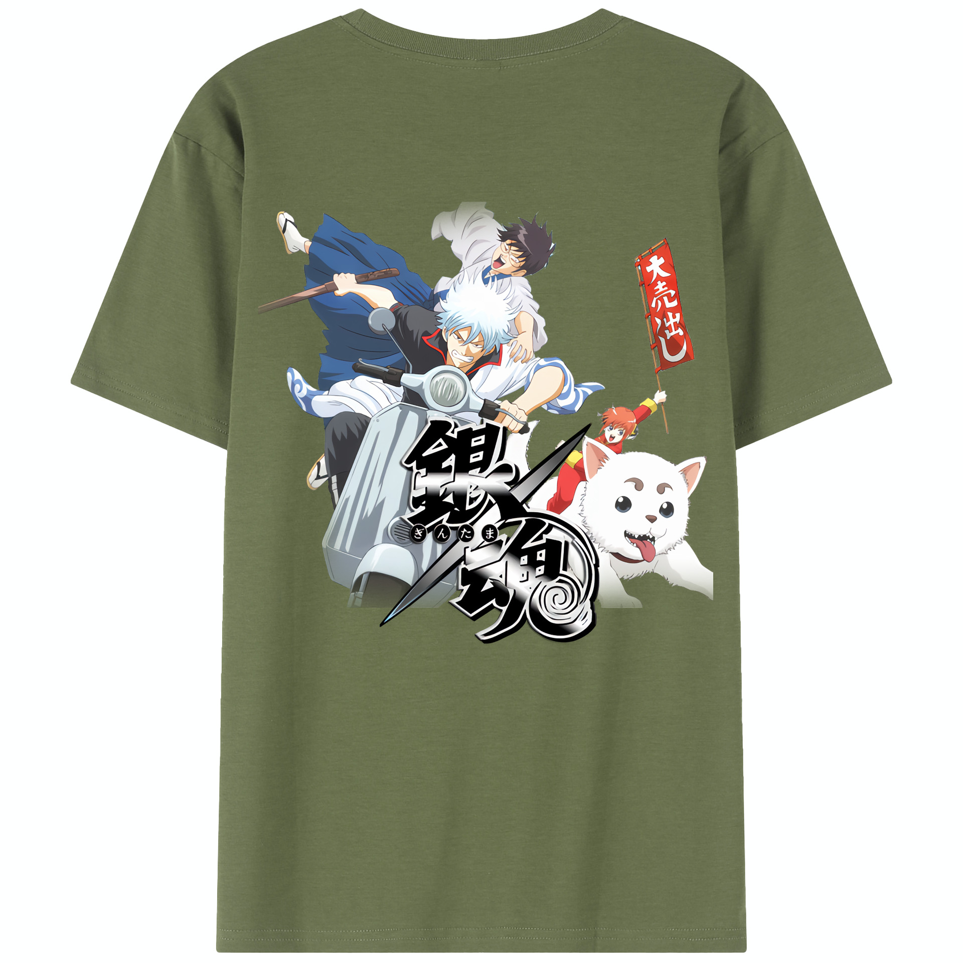 （画像用） ぎんたま 坂田銀時（さかたぎんとき） 神楽 志村新八（しむら しんぱち） GINTAMA Sakata Gintoki Kagura Shimura Shinpachi 綿100％半袖Tシャツ（背面プリント）